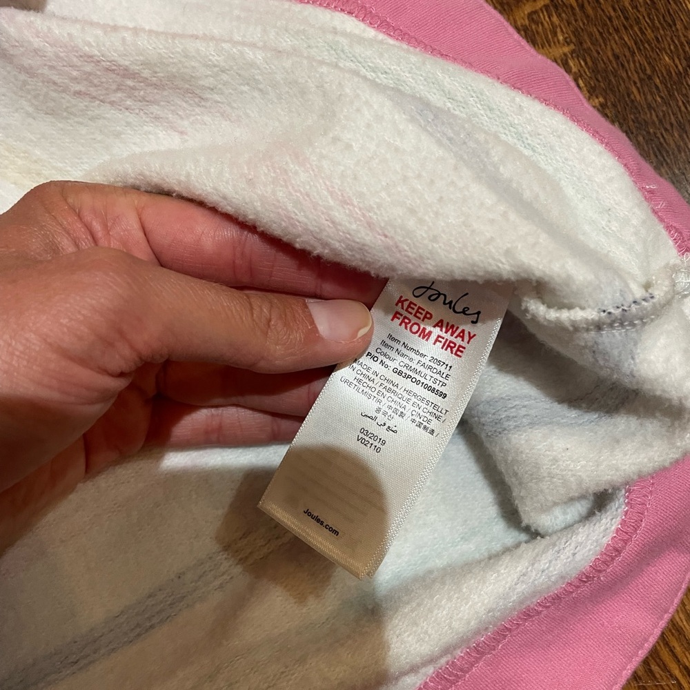 Joules Girls Fairdale Cream Multi Stripe Quarter Zip - Picture 4 of 6